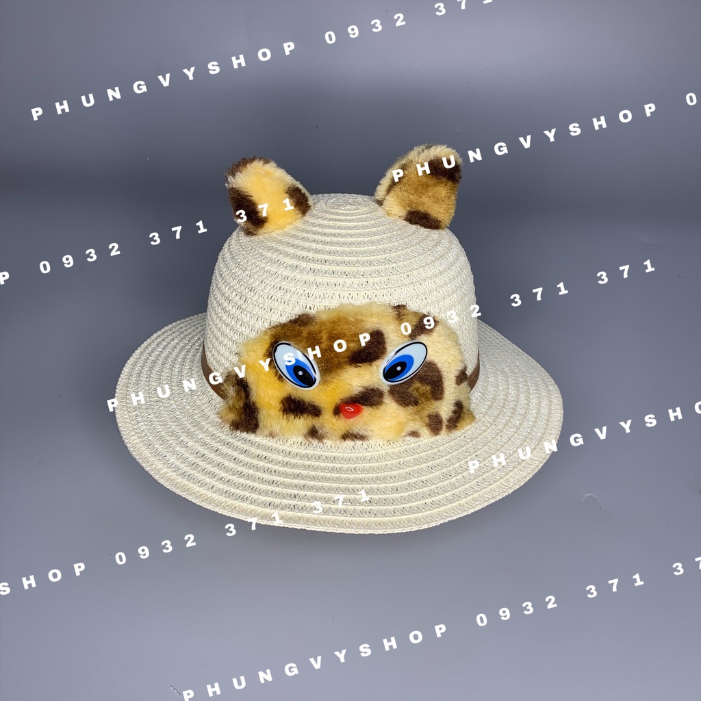 Bé 1-3 Tuổi/ Vòng đầu 49cm- Mũ cói đi biển LONG BÁO- Nón bucket che nắng trẻ em