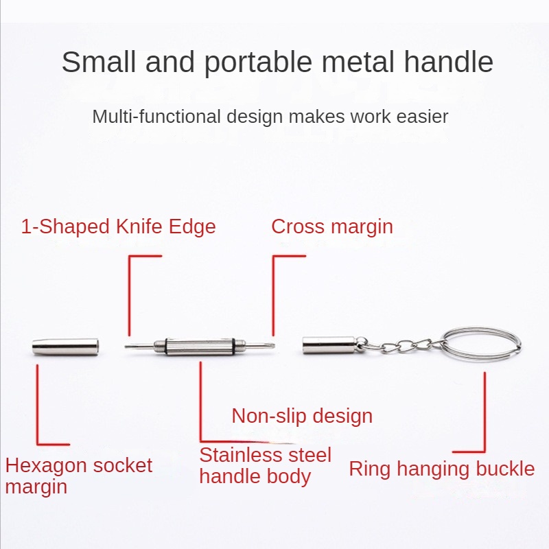 Tua Vít Mini 3 Trong 1 Sửa Kính Mát Đồng Hồ Kèm Móc Khóa Tiện Dụng