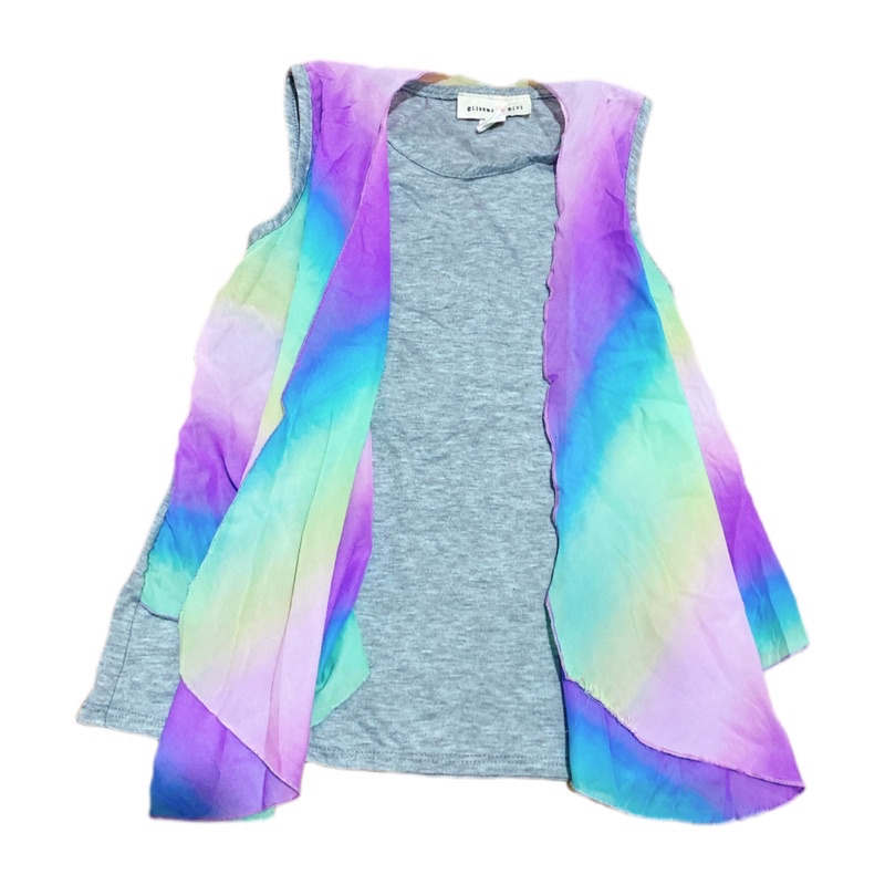 Áo thun xám loang phối voan bé gái