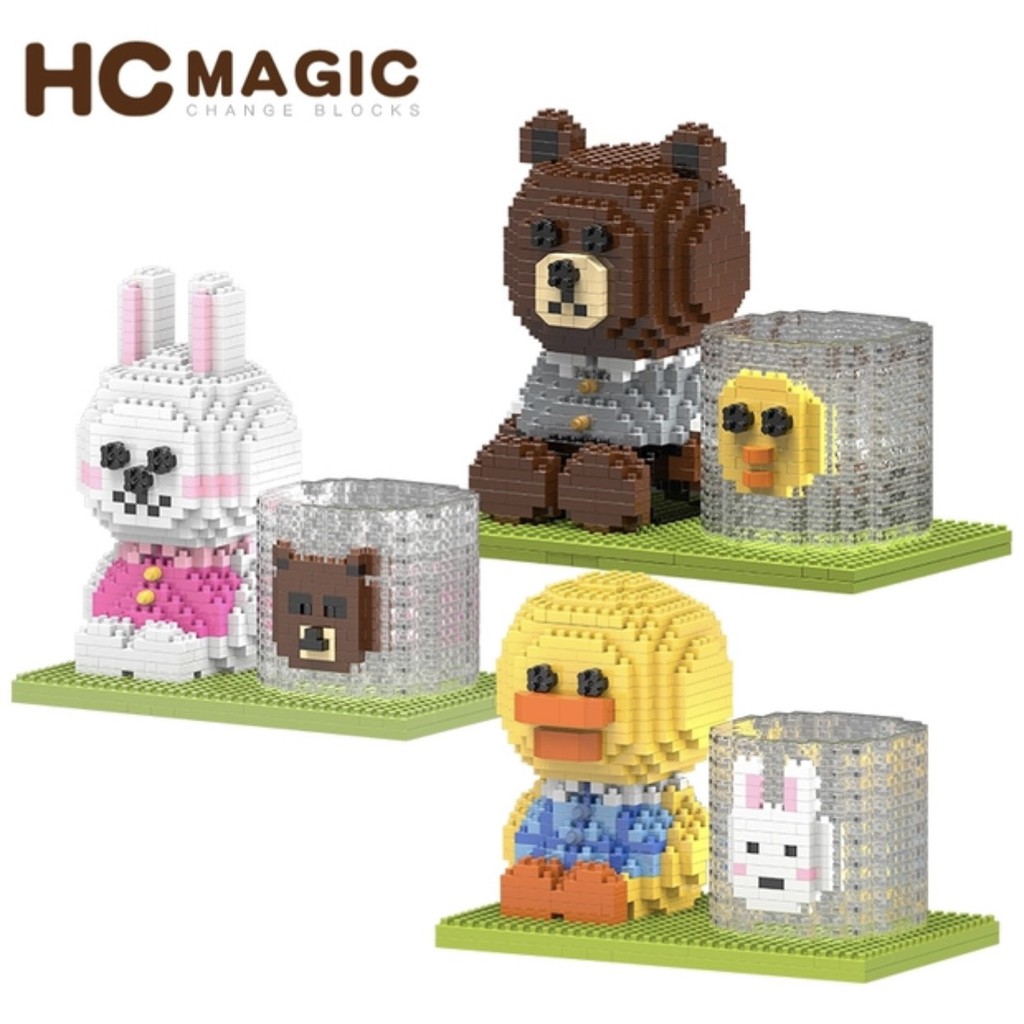 Đồ chơi xếp hình lắp ráp Hộp Bút Thỏ Cony Gấu Brown Vịt Vàng l NANO BLOCK