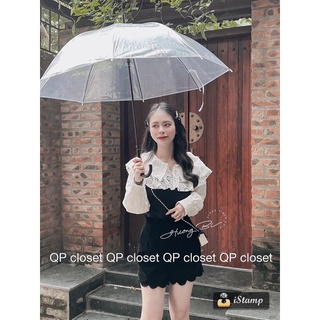 Áo thun tăm dài tay phối cổ ren