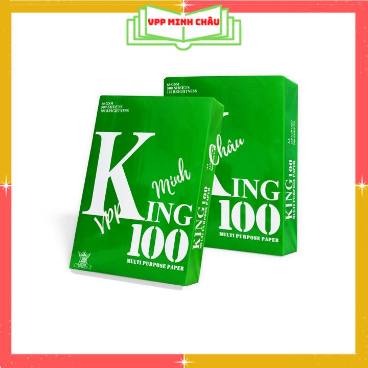 Giấy A4, Giấy in King 100 Định Lượng 66GSM Dày,Không Lo Kẹt Giấy