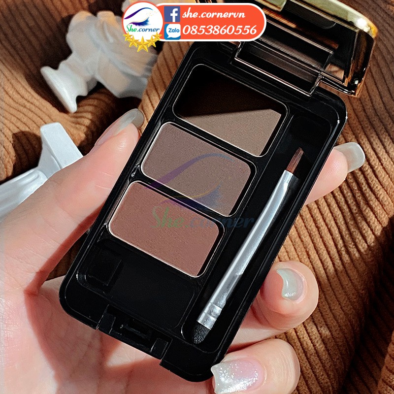 Bột tán mày tự nhiên 3 màu GECOMO 211013 Egypt Eyebrow Powder 4g hộp tiện dụng có gương và cọ | BigBuy360 - bigbuy360.vn