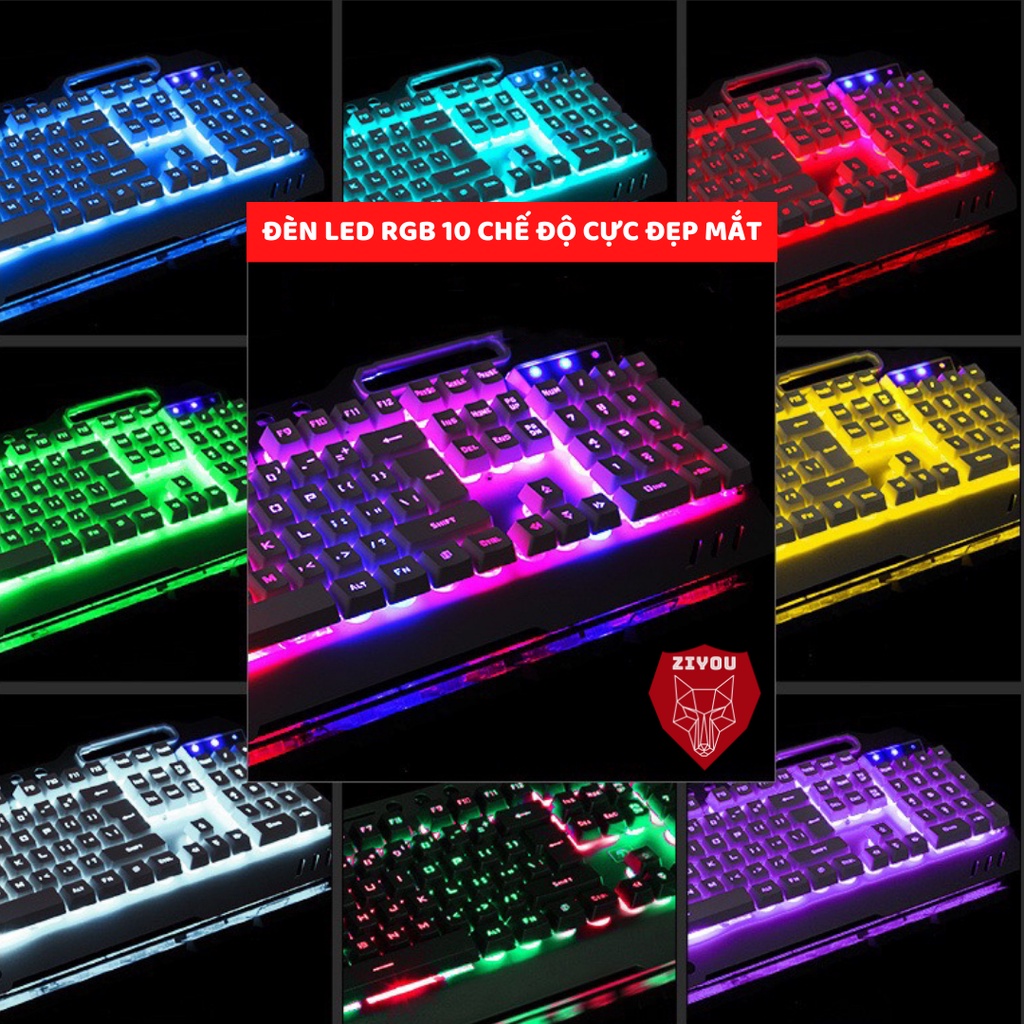 Bàn Phím Giả Cơ GAMING ZIYOU K618 Có 10 Chế Độ Led RGB ,Có Dây Thích Hợp Với PC,Laptop,Máy Tính