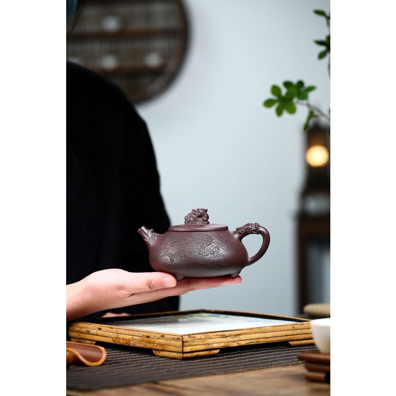 Ấm Tử Sa Nghi Hưng Thạch Biều Tứ Hải Đằng Long 260 ml (Lão Tử Nê)