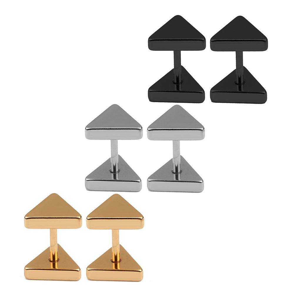 Khuyên Tai Thép Không Gỉ Họa Tiết Hình Học Thời Trang