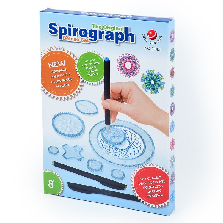 Bộ thước vẽ họa tiết sáng tạo 28 món kèm sách hướng dẫn chi tiết Spirograph