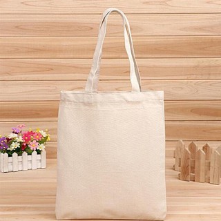 Túi tote vải cotton màu trắng kem đơn giản dùng khi đi mua sắm