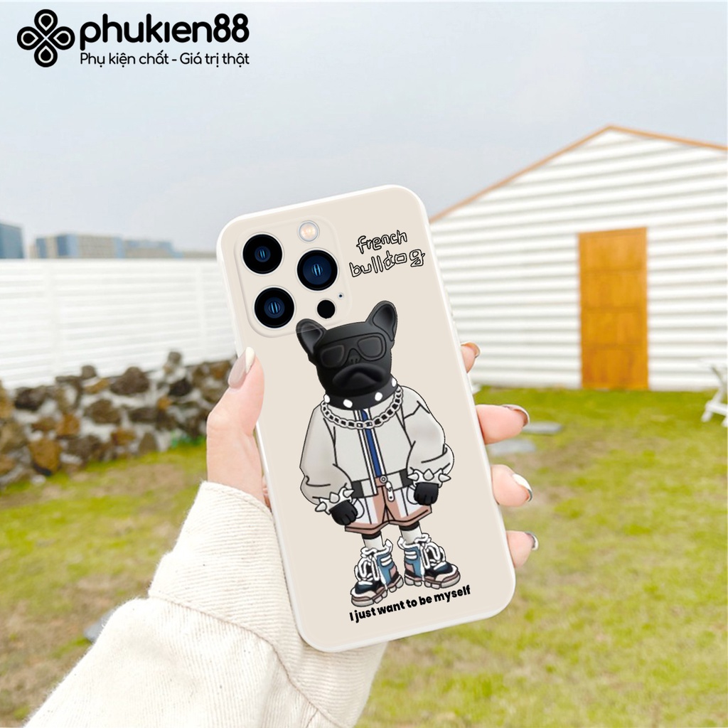 Ốp lưng ip French Bulldog cạnh vuông 6/6plus/6s/6splus/7/7plus/8/8plus/x/xr/xs/11/12/13/pro/max/plus/promax