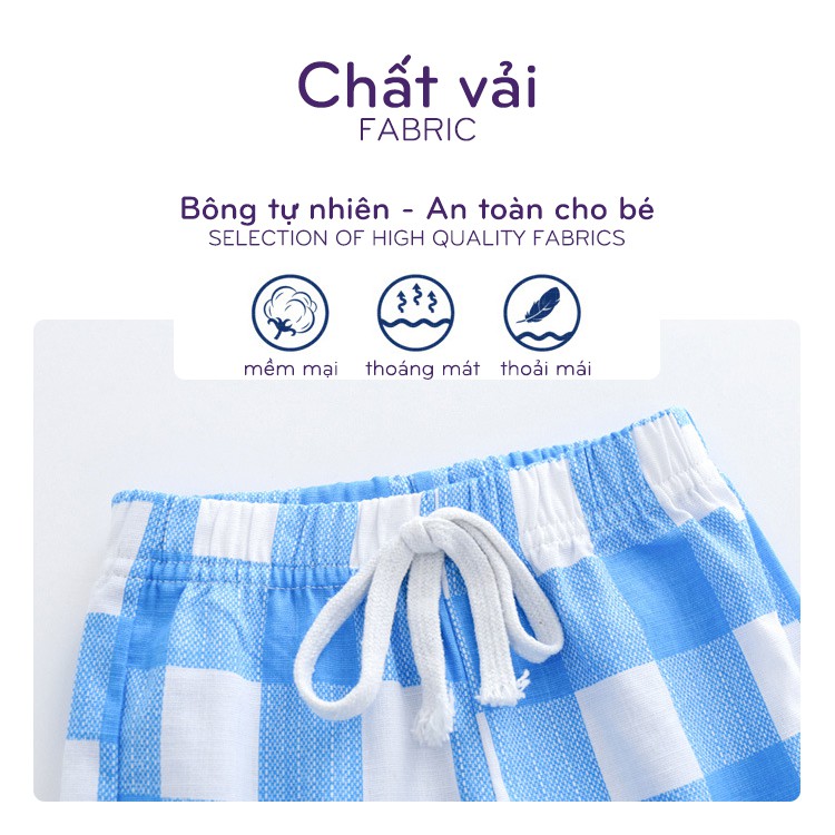 Quần short bé trai WELLKIDS quần đùi cho bé chất cotton tre