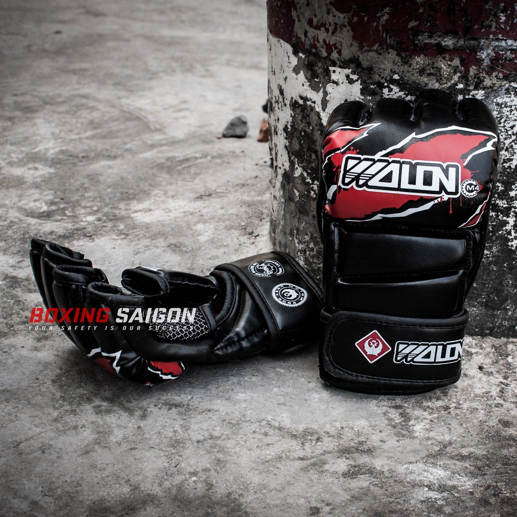 Găng tay MMA Wolon đánh bao cát loại tốt ( Đen )