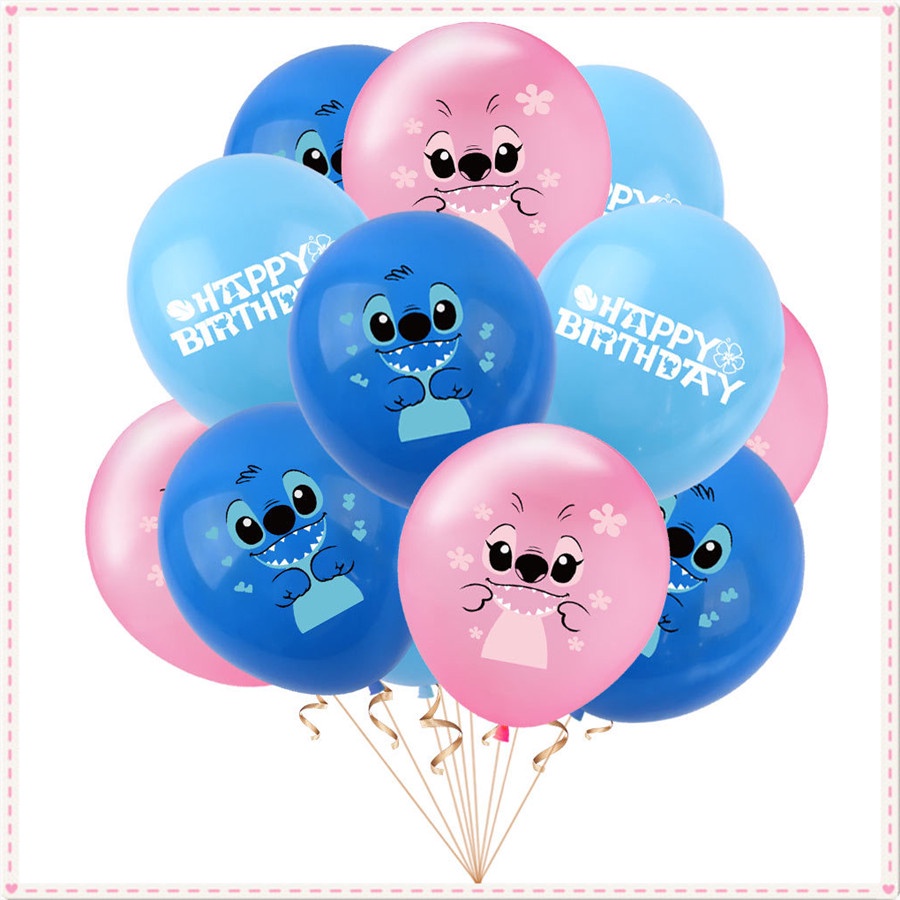 1Pc 12inch Lilo & Stitch Balloons Stitch Angel Happy Birthday Latex Ba