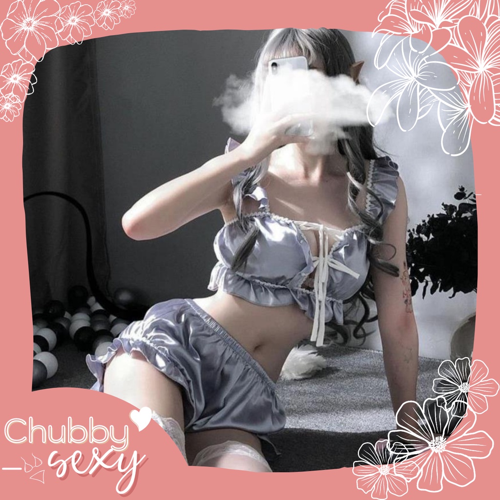 Cosplay Đồ Ngủ Hot Trend TikTok - SleepWear Sexy Kute- Set Đồ Ngủ Chất Liệu Cao Cấp Vải Lụa Satin - CPL222 - Chubby.Sexy