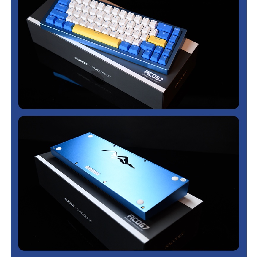 Bàn Phím Cơ AJAZZ AC067 Mountain Blue Gasket RGB Màu Xanh Biển Nhôm Nguyên Khối