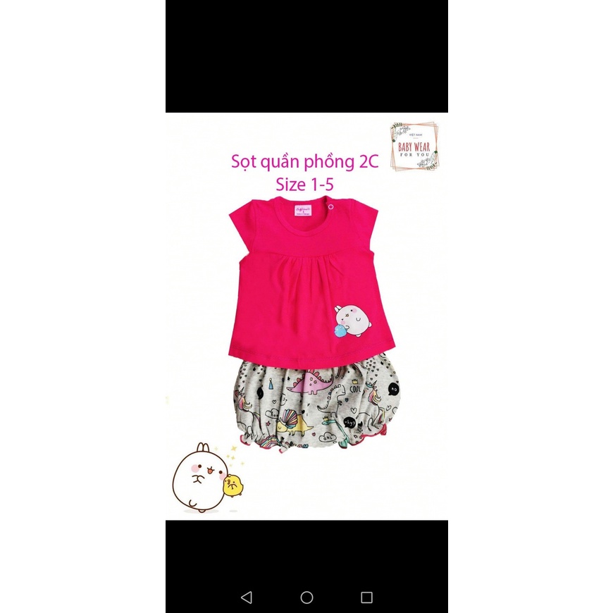 Bộ ngắn quần phồng chất đẹp đáng yêu cho bé gái Baby Wear (6-12kg)