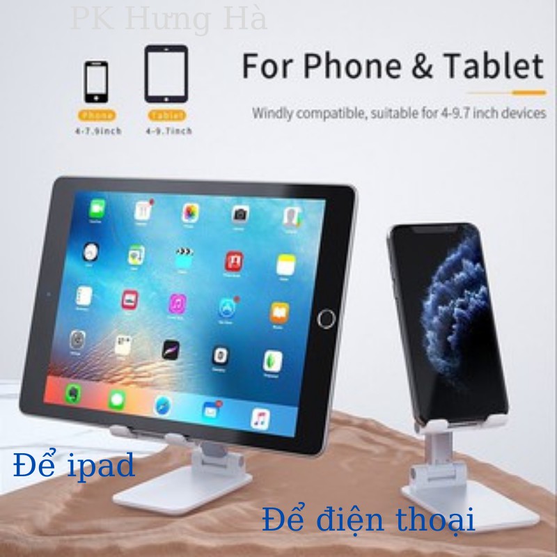 Giá đỡ điện thoại, iPad để bàn chống tê mỏi tay Khung Gấp Gọn tiện lợi, Góc Xoay 360 độ Linh Hoạt