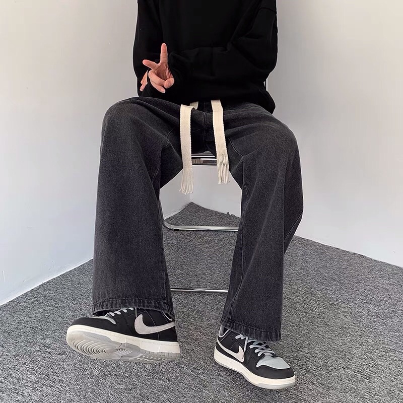 Quần bò jeans ống rộng cạp chun dây rút bản to Ulzzang oversize siêu chất ❤️