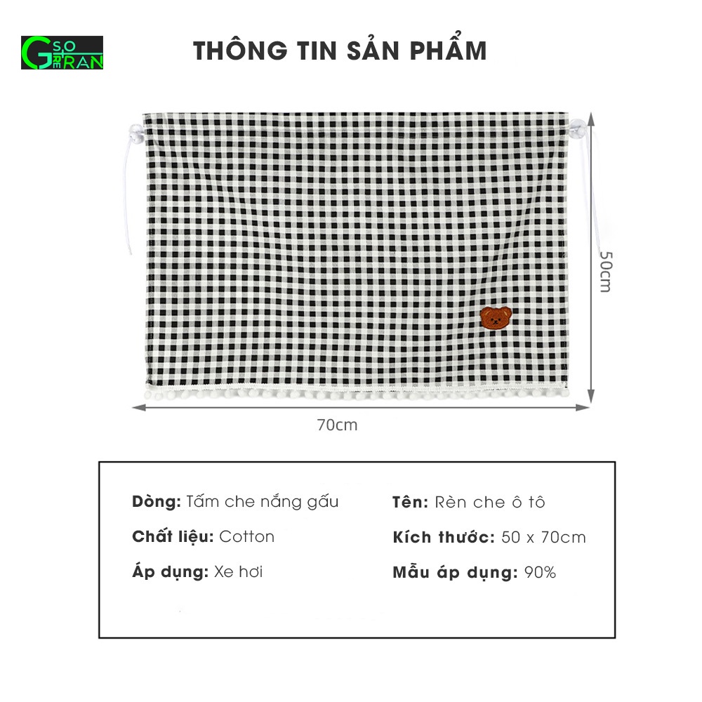 [HCM] Rèm Che Nắng Xe Hơi Bằng Vải Cotton Thêu Họa Tiết Có Giác Hút Gắn ô tô