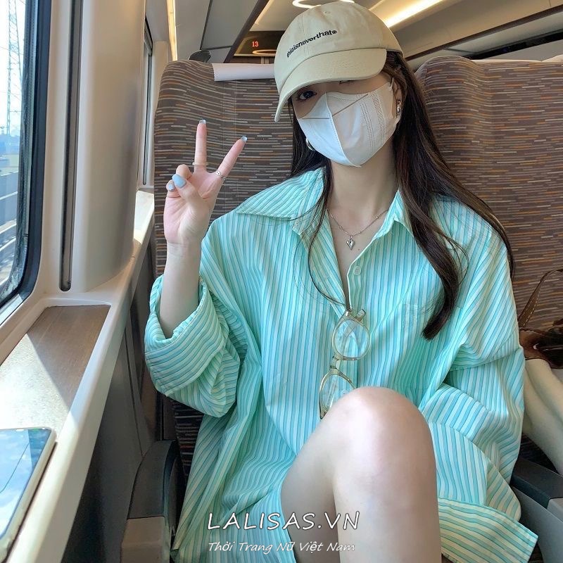 Áo Sơ Mi Kẻ Sọc Dáng Rộng Phong Cách Thời Trang Hàn Quốc