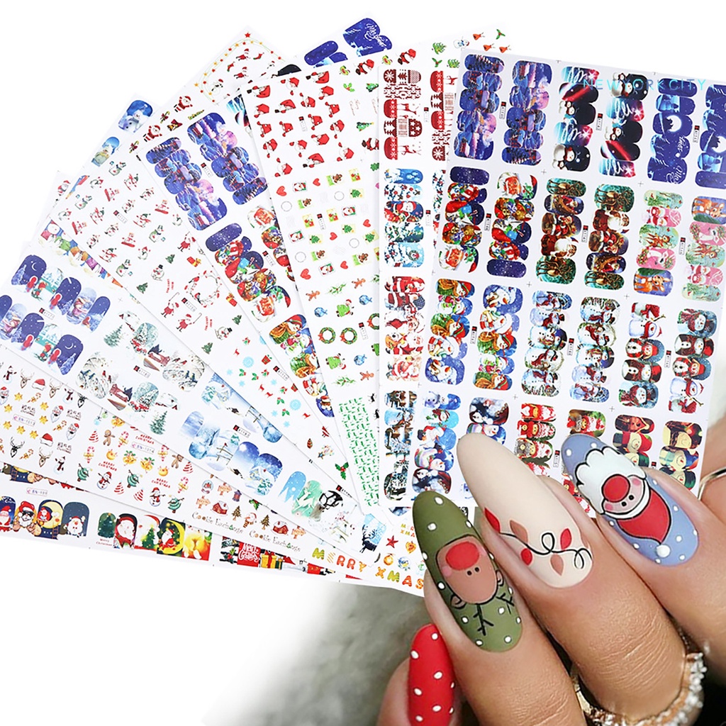 Miếng Dán Móng Tay Họa Tiết Giáng Sinh 3D Độc Đáo
