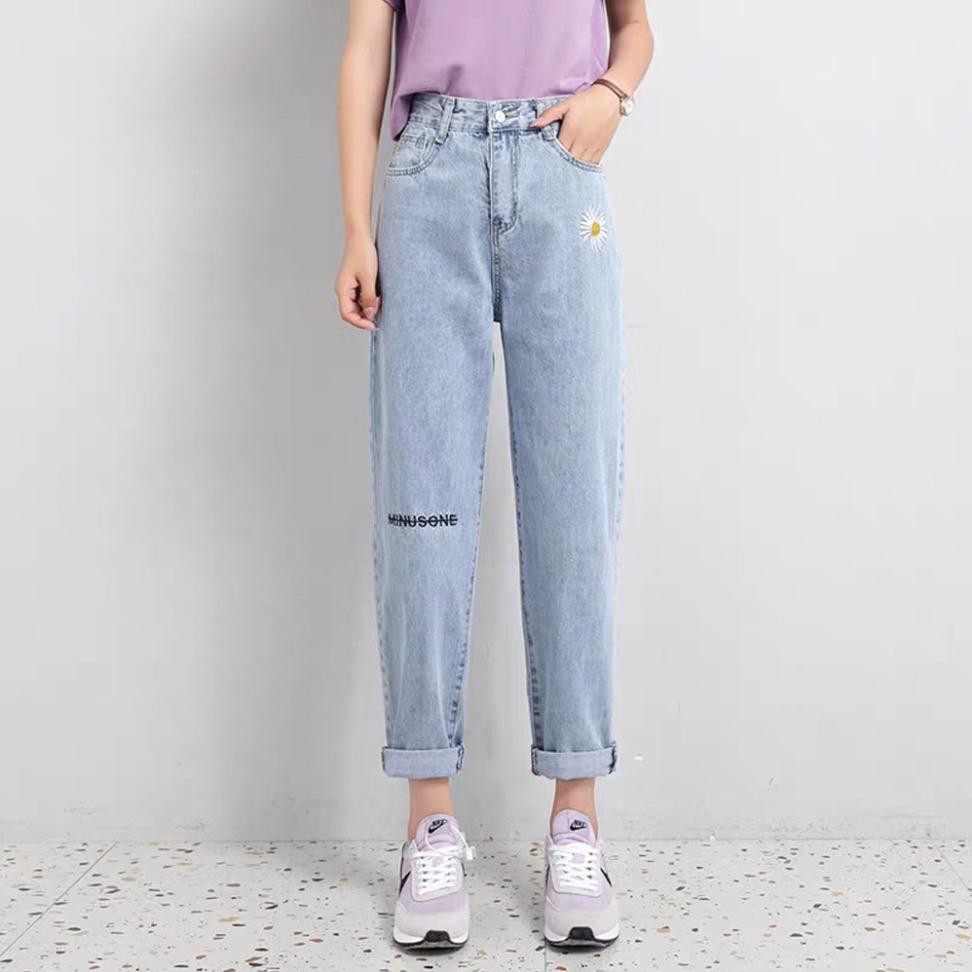 Quần Baggy Jean Thêu Hoa Cúc Cực Xinh - 407