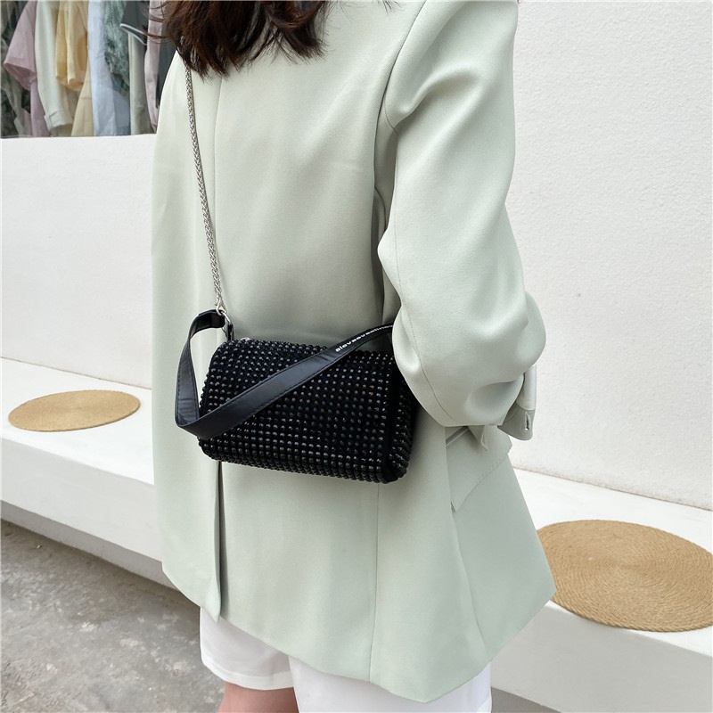 Túi xách nữ BB đính đá thời trang có dây xích đeo chéo