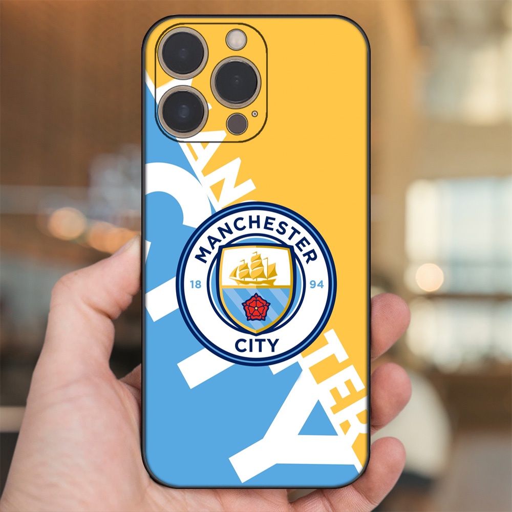 Ốp lưng iPhone 13 Pro dẻo đen cạnh vuông in hình Manchester City MC
