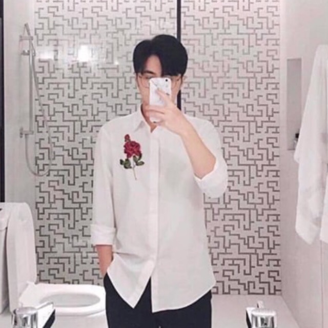 SƠ MI HOA HỒNG NHIỀU MÀU THÊU TAY CAO CẤP