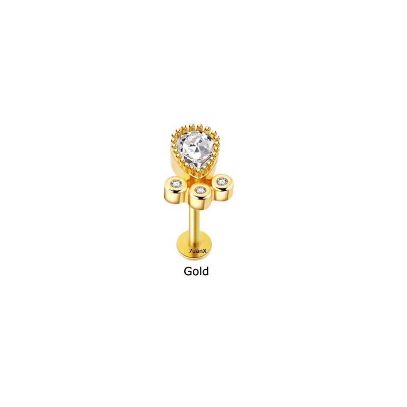 1 Khuyên Xỏ Cơ Thể Bằng Thép Không Gỉ Đính Đá Zircon 16g