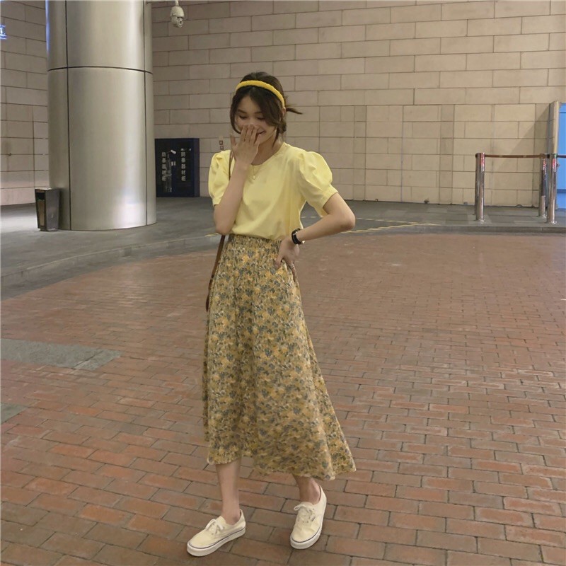 Chân váy hoa vintage, chân váy hoa nhí cạp cao (Hàng Quảng Châu có size ạ) | BigBuy360 - bigbuy360.vn