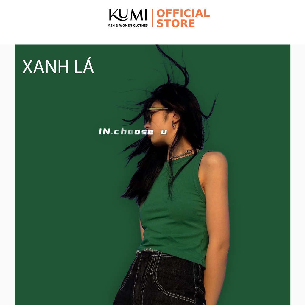 Áo croptop nữ basic sát nách ba lỗ thun không tay sát nách chất thun cotton thoáng mát các màu Kumi Fashion