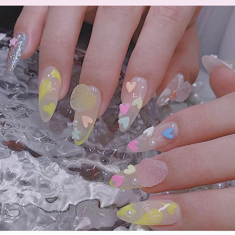 Phụ Kiện Trang Trí Móng Tay 3D Hình Kẹo / Ngôi Sao / Trái Tim Bằng Acrylic Màu Gradient Xinh