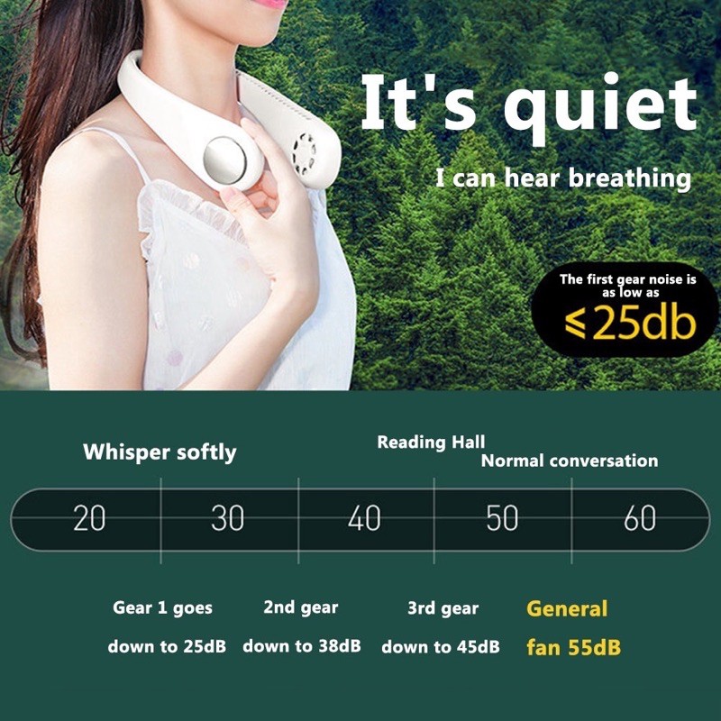Quạt mini đeo cổ không cánh Parrot thổi rộng 360 độ mát mẻ dễ chịu, có thể sử dụng trong 10h_BH 12 tháng. | BigBuy360 - bigbuy360.vn