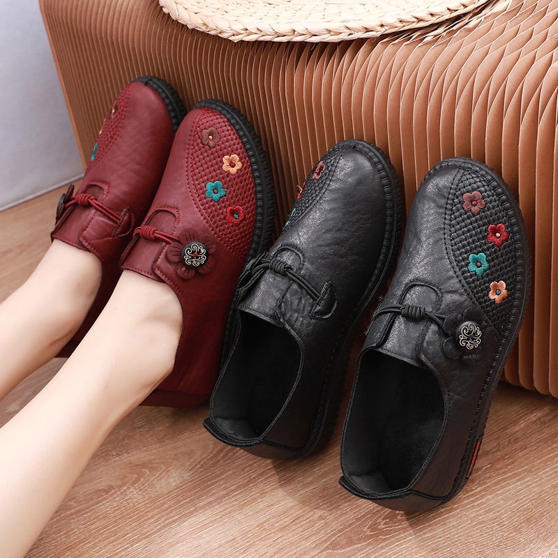 Giày bà già và trung niên, giày chống trượt bà già đế mềm mùa xuân và mùa thu