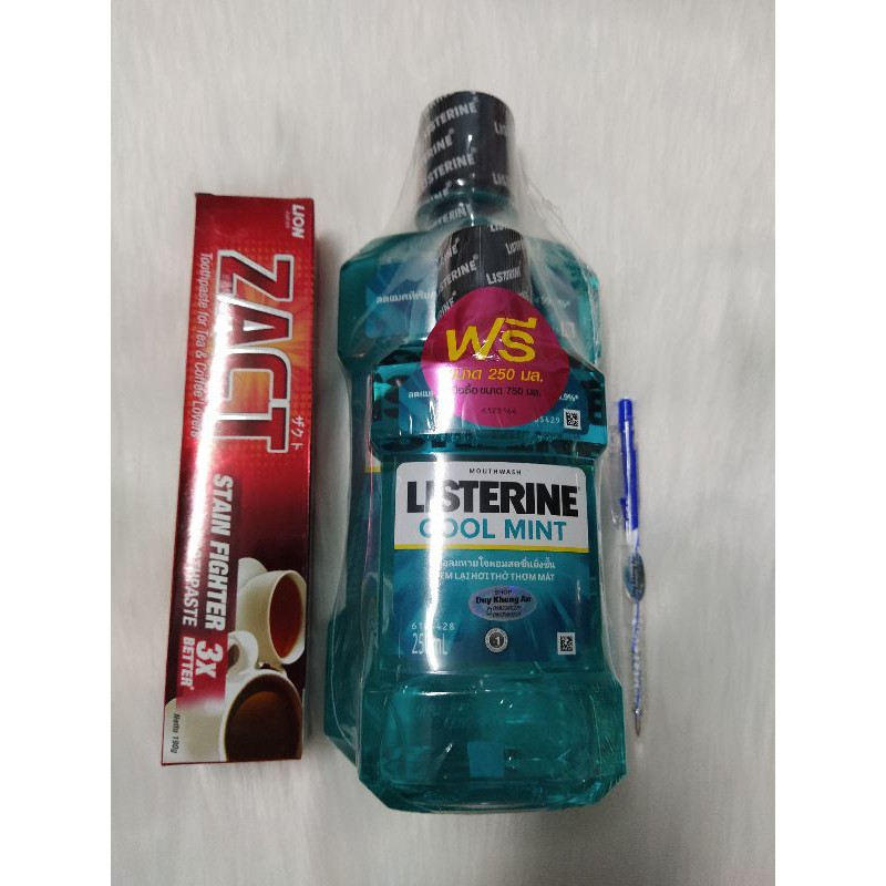 2 chai súc miệng Listerine (750+250)ml và KĐR Zact nhập khẩu Thái Lan