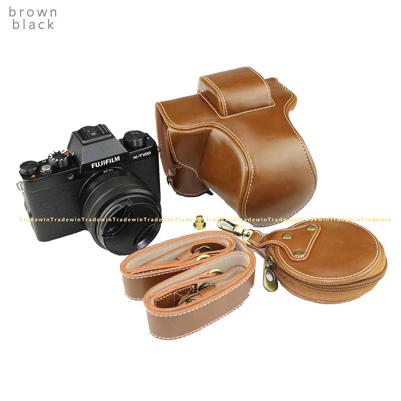 Túi Da Đựng Máy Ảnh Fujifilm X-T100 XT100 15-45mm Kèm Dây Đeo Vai