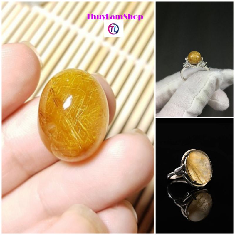 Mặt nhẫn mặt dây chuyền đá màu tóc vàng