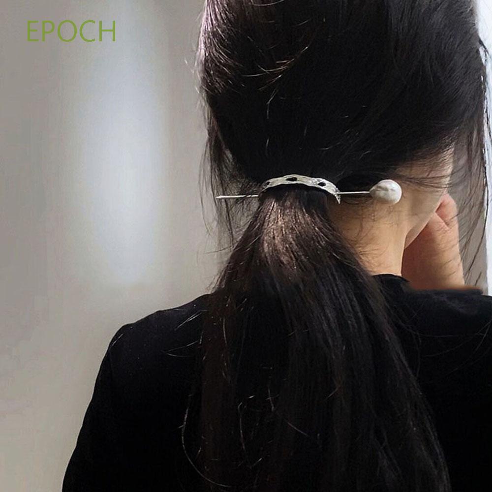 Trâm cài tóc bằng kim loại đính ngọc trai đơn giản thời trang cho nữ