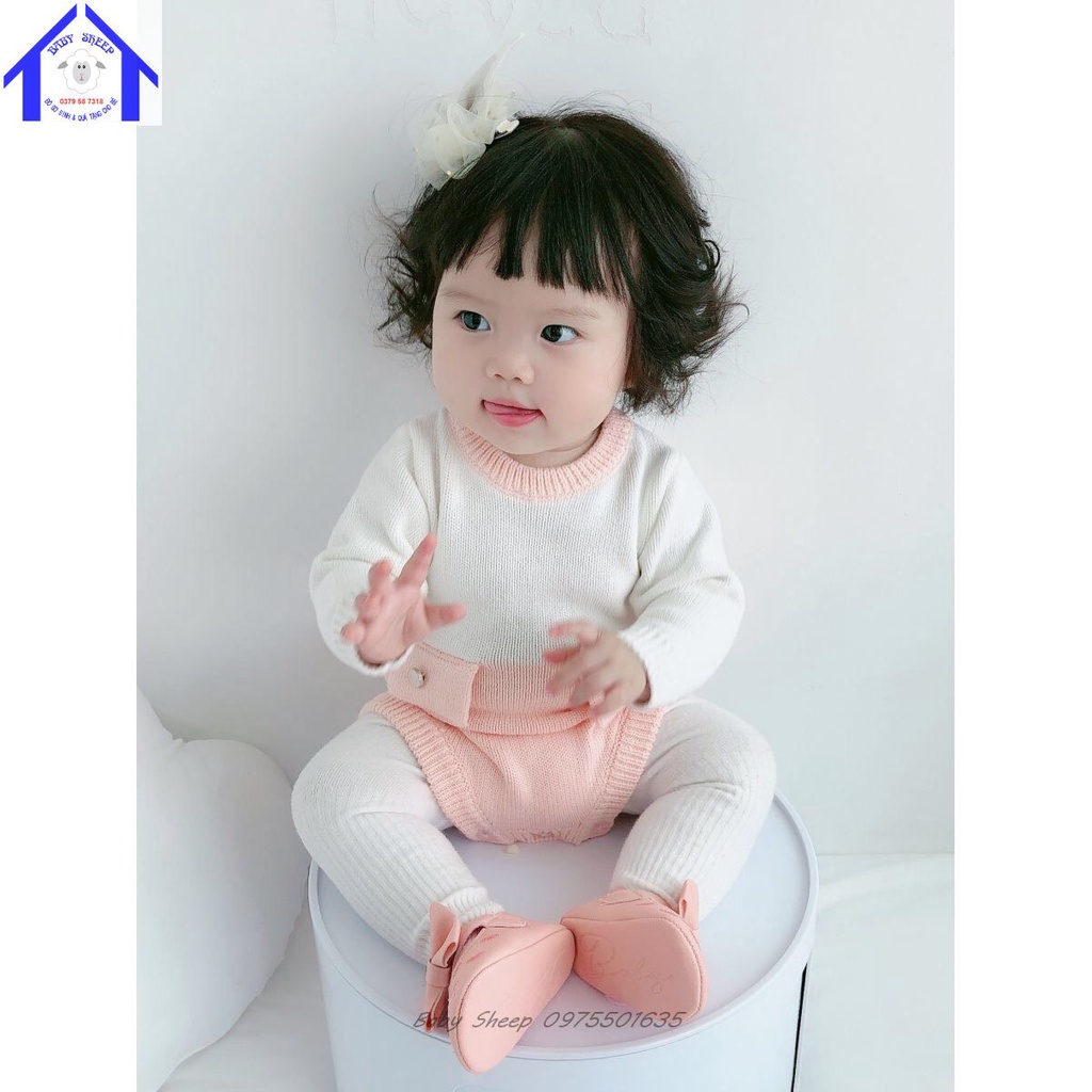 Set Body len Kèm Áo Khoác Cardigan Cao Cấp Cho Bé Gái từ 0-3 tuổi Cực Xinh Xắn Đáng Yêu