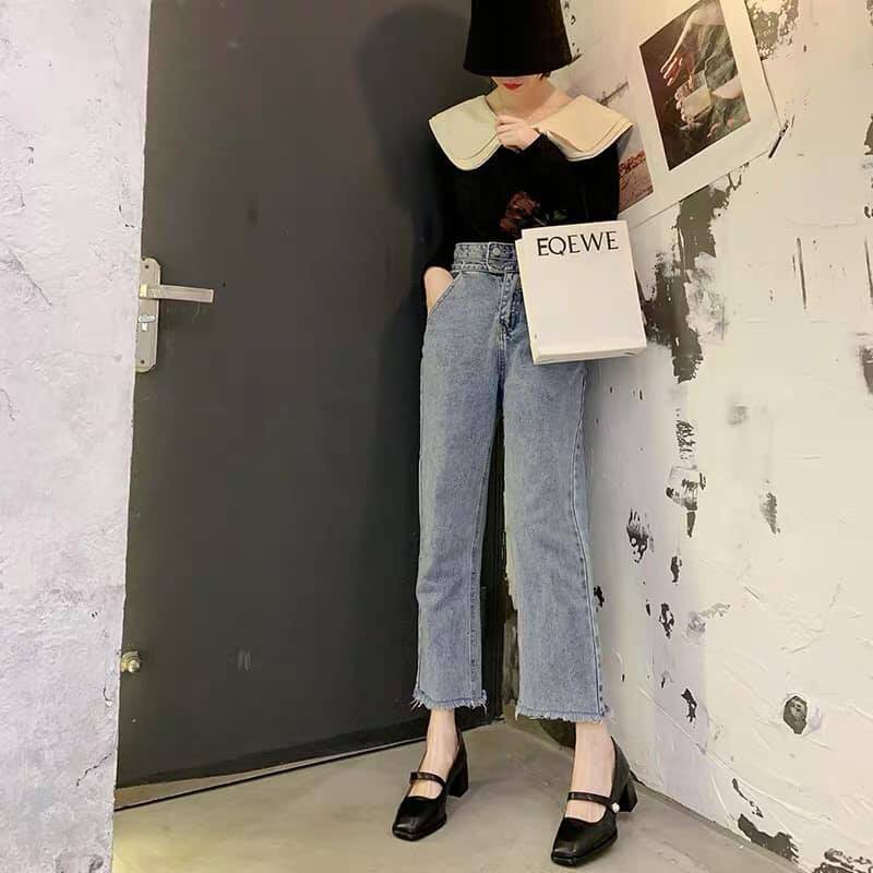 Giày Cao Gót Đế Vuông style vintage, Giầy Mũi Vuông Da Lì Đi Chắc Chân
