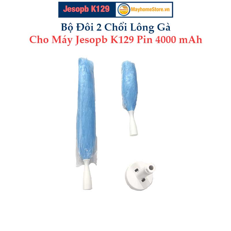Đôi Chổi Lông Bông Sợi  (Kiểu Lông Gà) Cho Máy Cọ Rửa Vệ Sinh Nhà Tắm Jesopb K129 Pin 4000 mAh