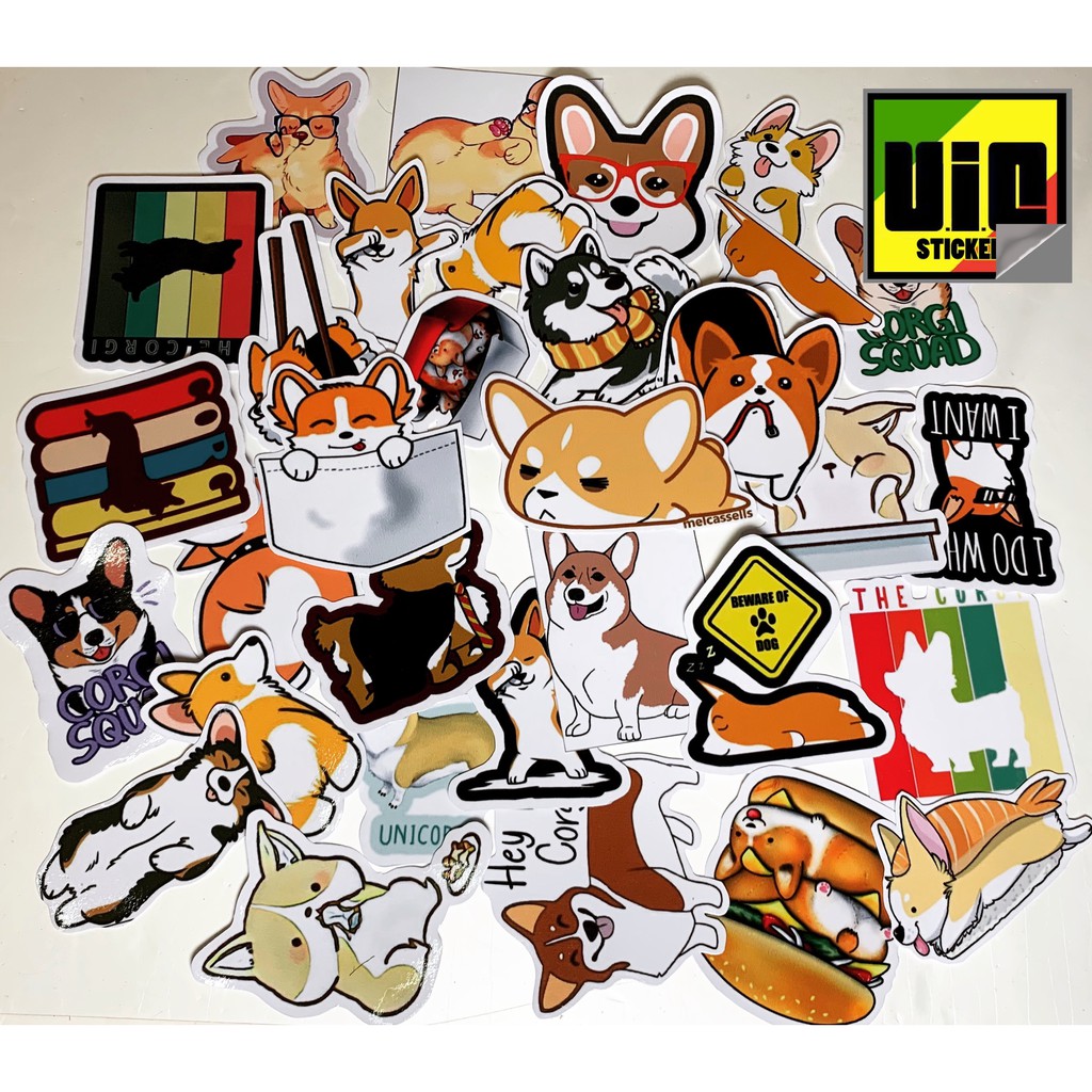 Sticker Corgi dán Vali, xe, barber shop, Mũ bảo hiểm , macbook, đàn, tường... Nhập mã GIẢM GIÁ 15k khi mua từ 3 set