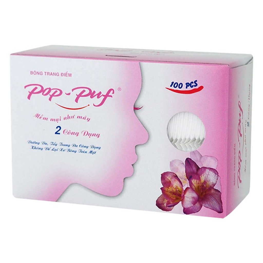 Bông Tẩy Trang Pop Puf Hộp Hồng (100 miếng / 1 hộp)