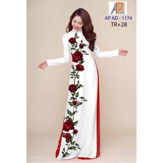 Vải áo dài in hoa hồng