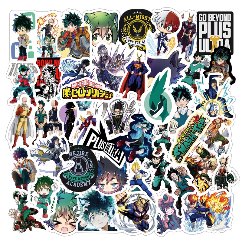 Set 100 Miếng Dán Trang Trí Laptop Phong Cách Hoạt Hình My Hero Academia