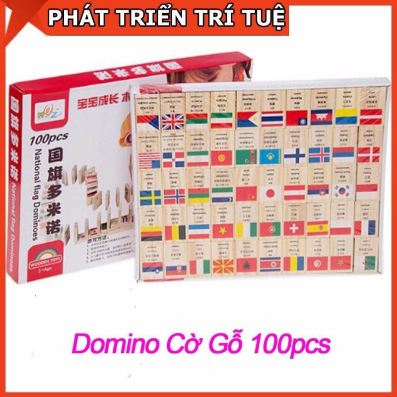 Đồ Chơi Domino Gỗ  Vừa Chơi Domino, Vừa Học Cờ Các Nước Trên Thế Giới , Đồ Chơi Phát Triển Thông Minh