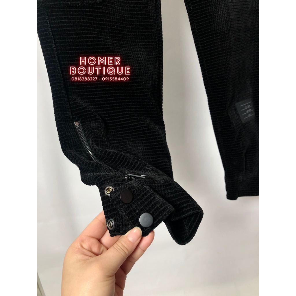 Quần Nỉ Jogger Nam Túi Hộp Gấu Xẻ Cúc Kèm Khoá Zip Chất Nhung Mịn Thom Browne Velvet Check TrackPant
