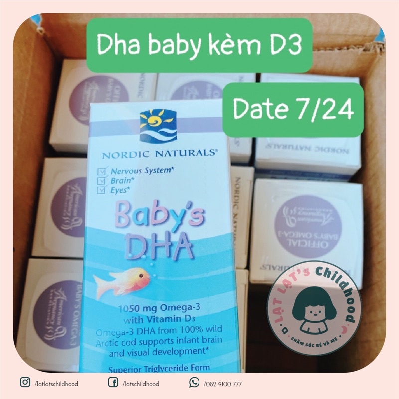 Baby DHA Drop, Nordic Naturals Tổng hợp DHA 1050mg Omega 3,300 IU, Vitamin D3, 60ml