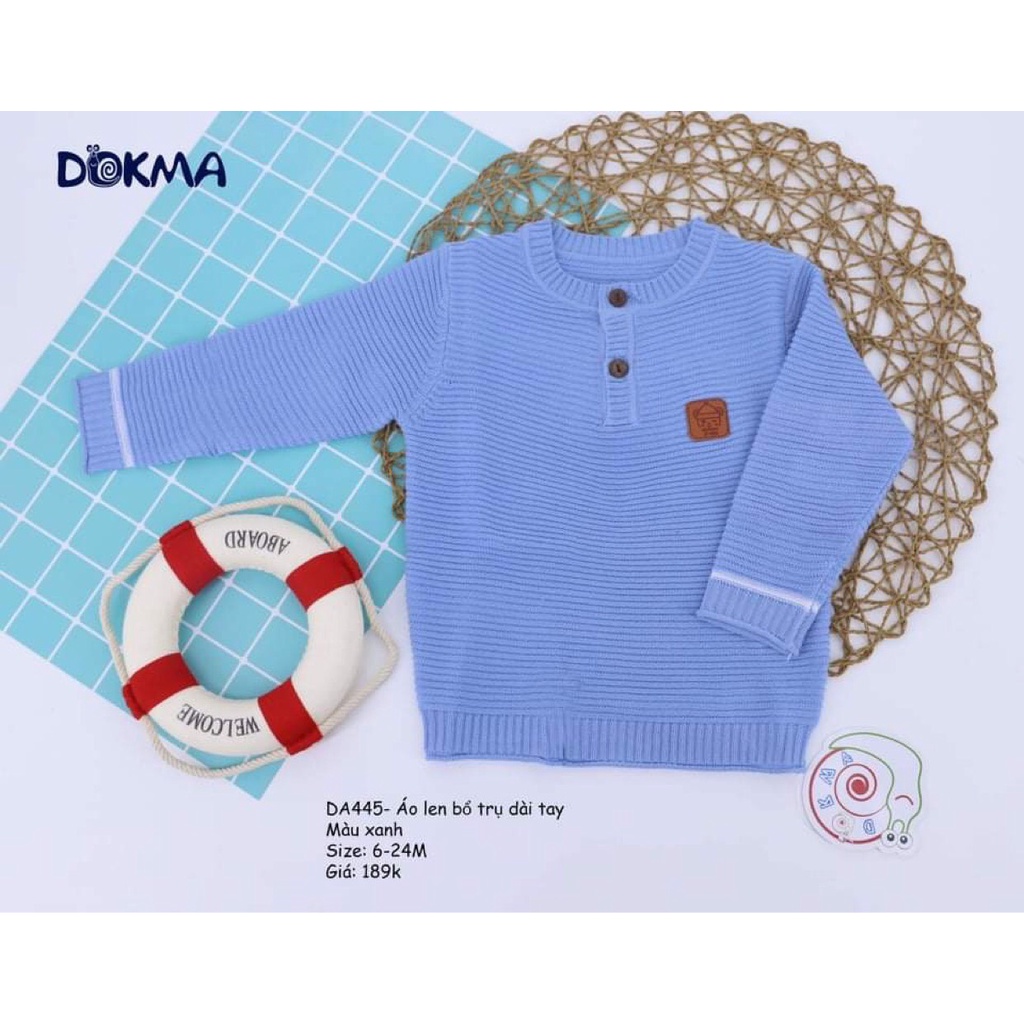 Áo len dài tay cho bé trai Dokma thu đông chất mềm mịn dày dặn sale size 6-24M DA445