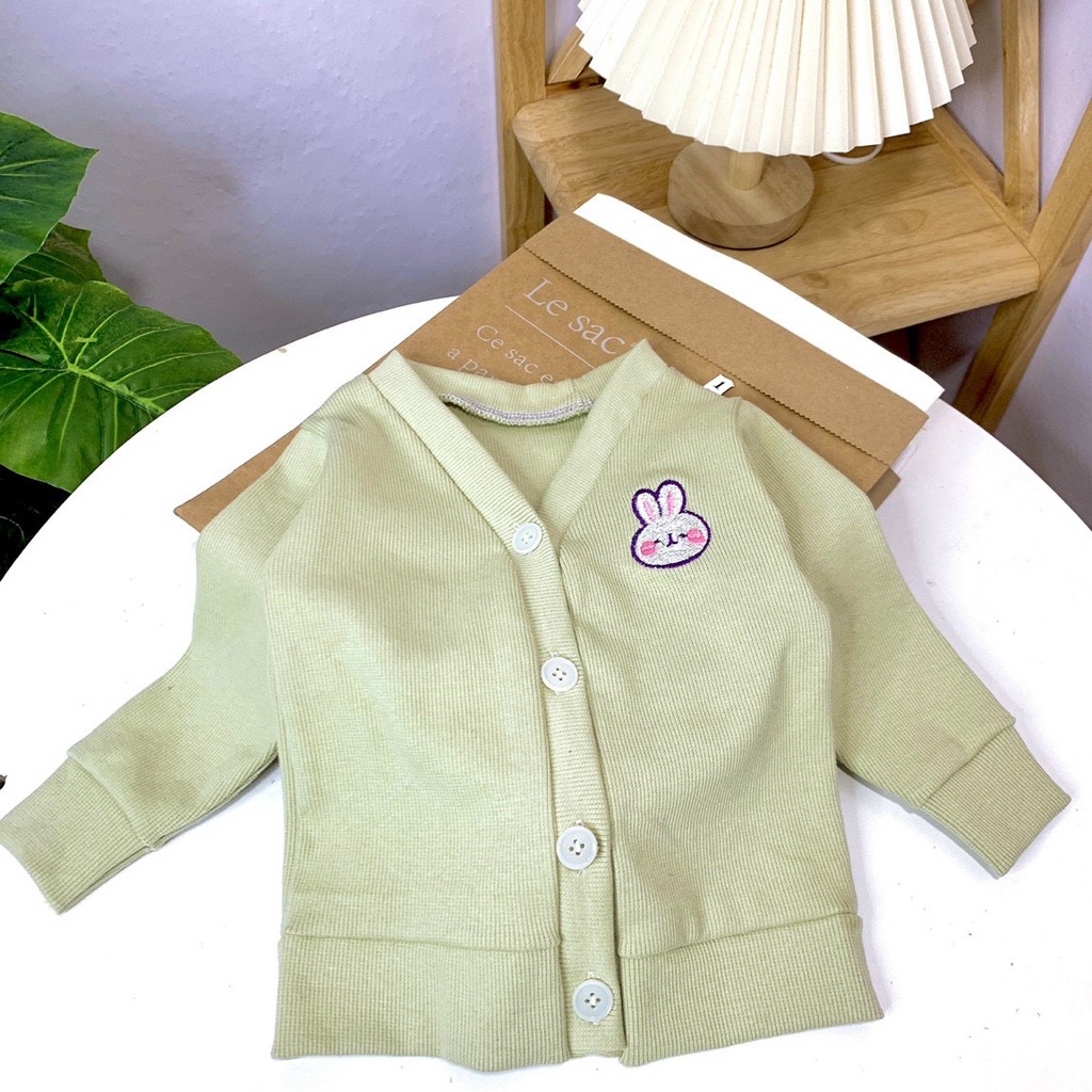 Áo len cardigan thu đông cổ tim thêu hình thú cưng cho bé từ 7-18kg